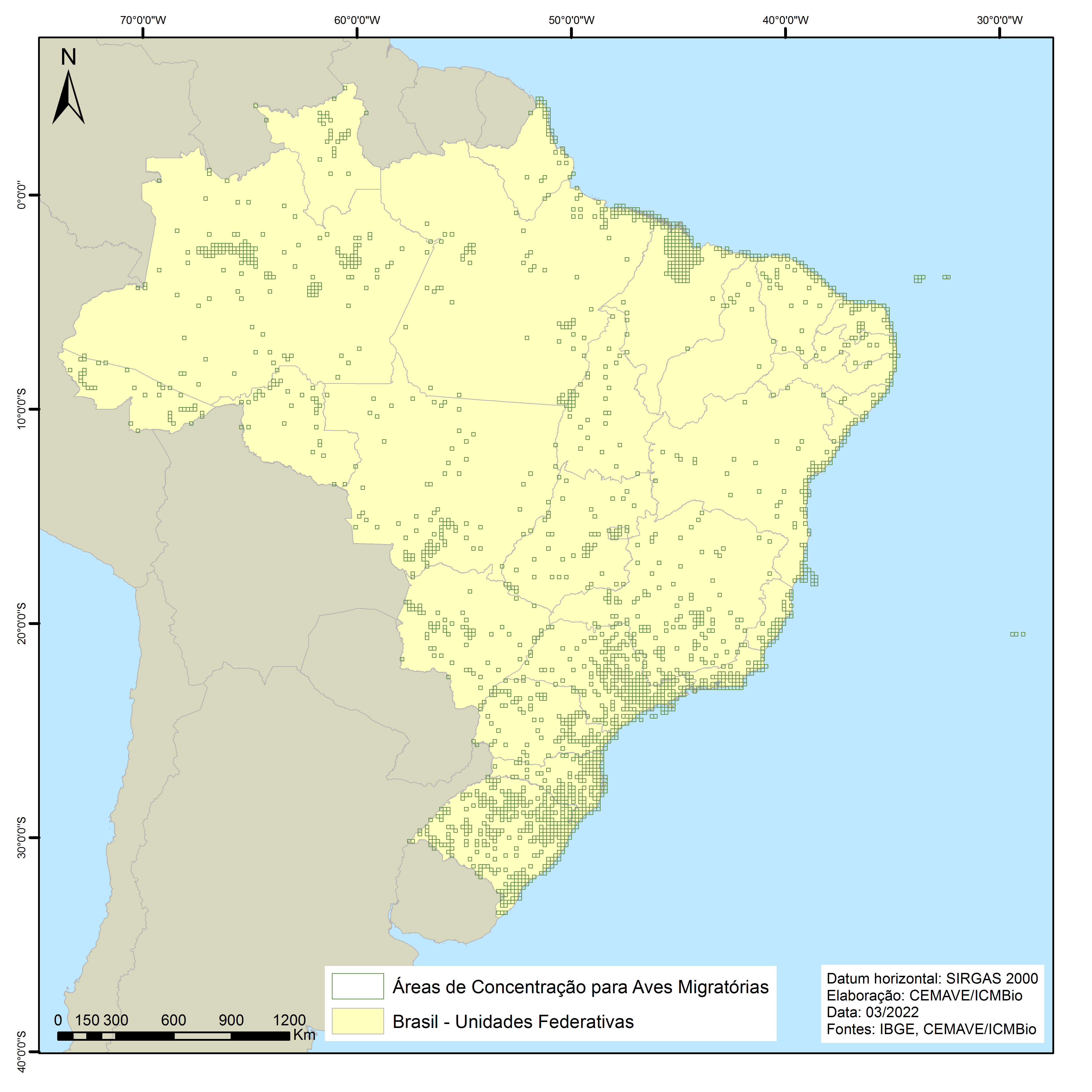 Áreas de Concentração de Aves Migratórias no Brasil.